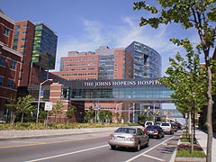 [photo, Sheikh Zayed Tower (left), and Charlotte R. Bloomberg Children's Center (right), Johns Hopkins Hospital, Orleans St., Baltimore, Maryland]