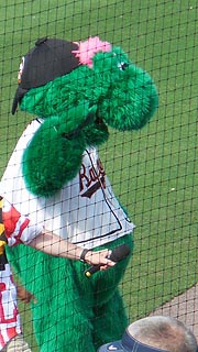 [photo, Louie, Bowie Baysox mascot, Prince George's Stadium, Bowie, Maryland]