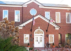 [photo, Miller Senate Office Building entrance, 11 Bladen St., Annapolis, Maryland]